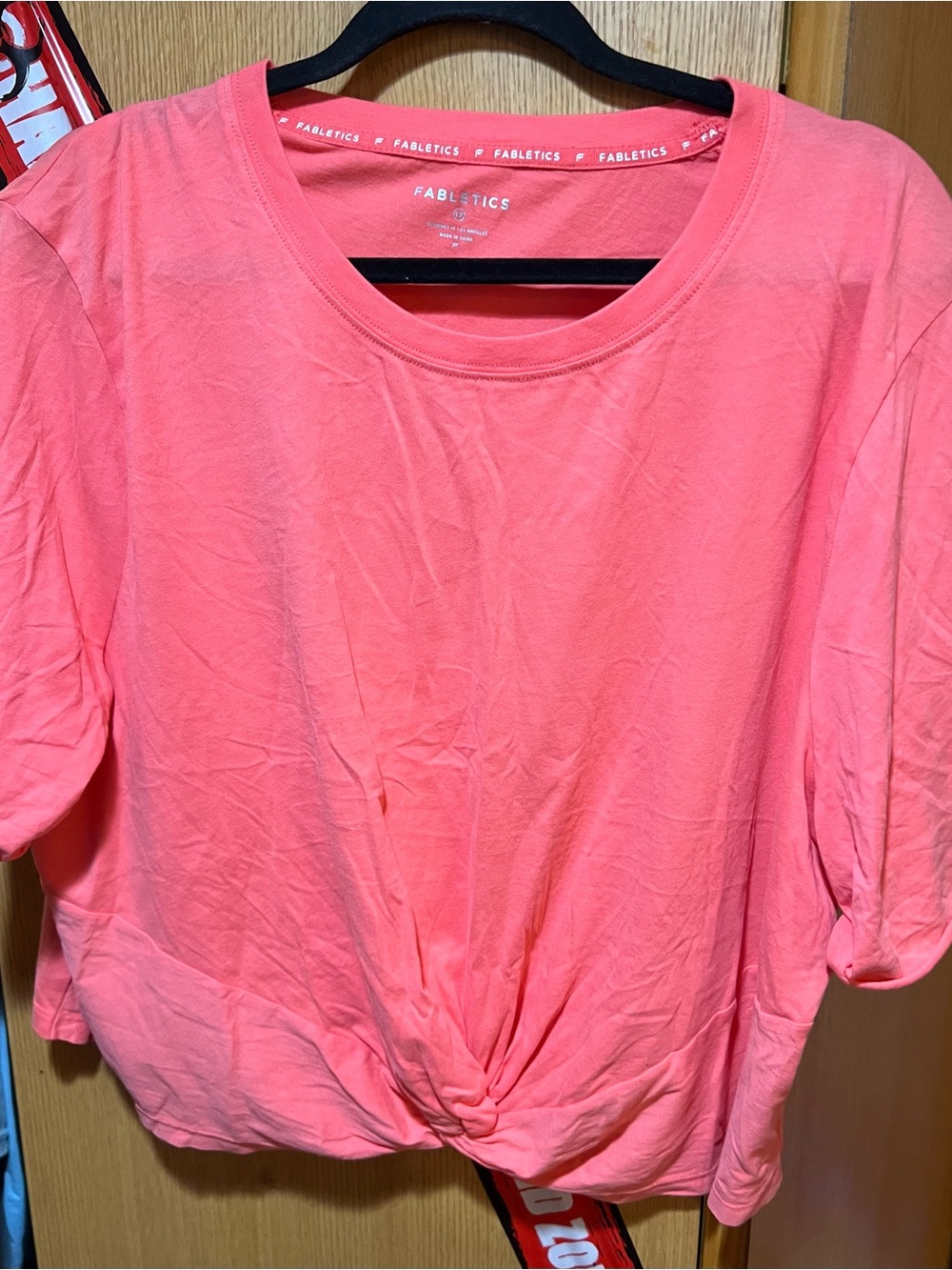 Fabletics Coral Knot-Front Short Sleeve Top-Never Worn